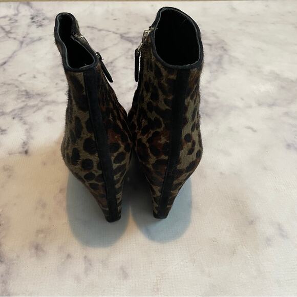 Brian Atwood Bellaria Leopard Print Fur Wedge Ankle Booties Sz 10 - Picture 5 of 11